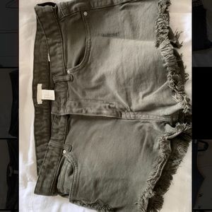 H&M Army Green Jean Shorts High Waisted Size 10